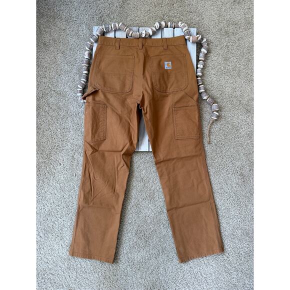 Carhartt Relaxed Fit Straight Rugged Flex Duck Dunagree Carpenter Brown Pants - Picture 4 of 11